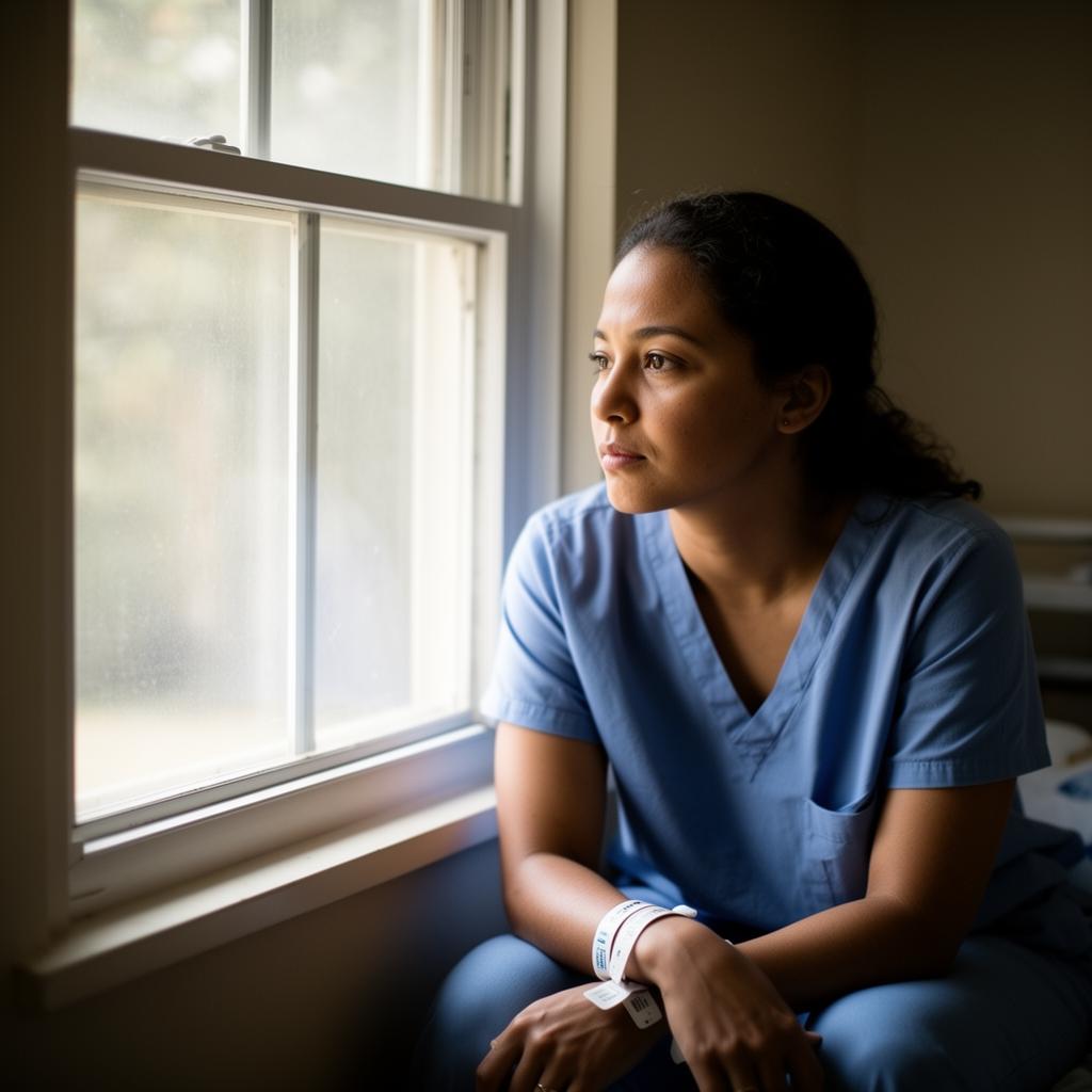 A quiet moment of recovery — sitting by a sunlit window.